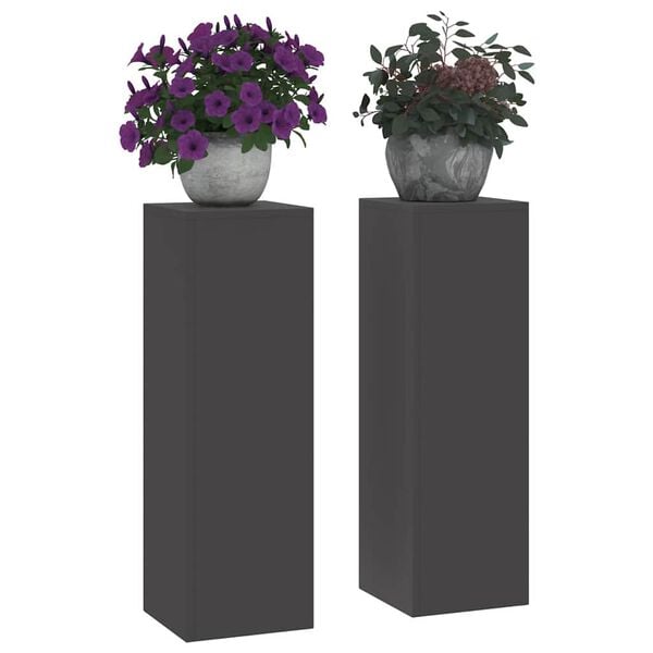 vidaXL Plant Stand 2 pcs Black 24 x 24 x 75 cm Steel