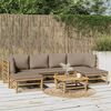 vidaXL 7 Piece Garden Lounge Set with Taupe Cushions Bamboo
