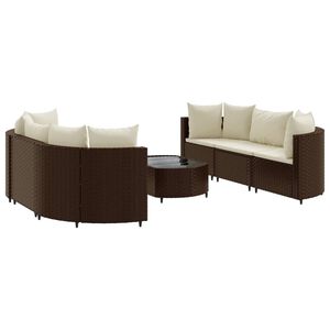 vidaXL 7 Piece Garden Sofa Set with Cushions Brown Poly Rattan