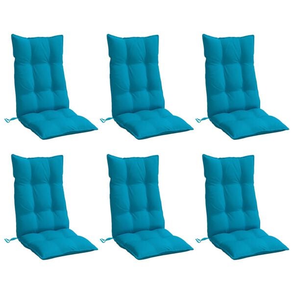 vidaXL Highback Chair Cushions 6 pcs Light Blue Oxford Fabric