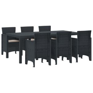 vidaXL Garden Dining Set 7 pcs Anthracite Polt rattan