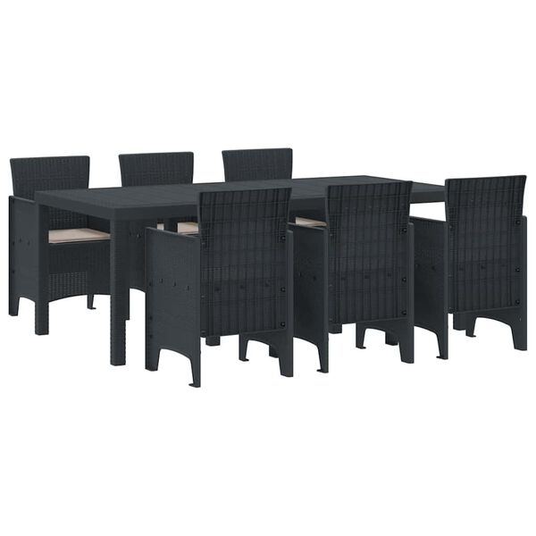 vidaXL Garden Dining Set 7 pcs Anthracite Polt rattan