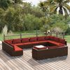vidaXL 14 Piece Garden Lounge Set with Cushions Brown Poly Rattan