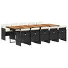 vidaXL 11 Piece Garden Dining Set with Cushions Black Poly Rattan