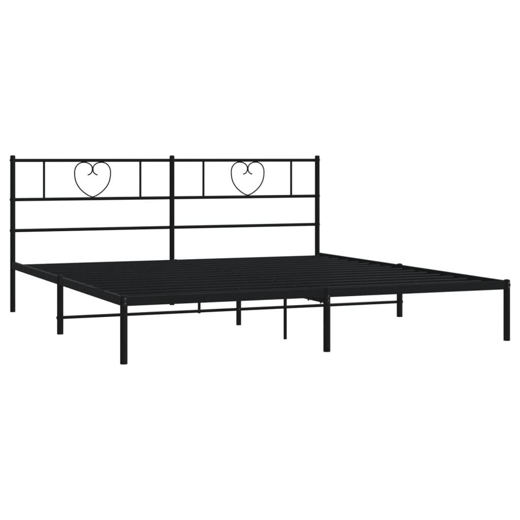 vidaXL Metal Bed Frame without Mattress with Headboard Black 183x213cm