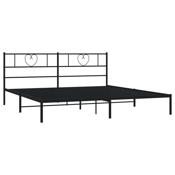 vidaXL Metal Bed Frame without Mattress with Headboard Black 183x213cm