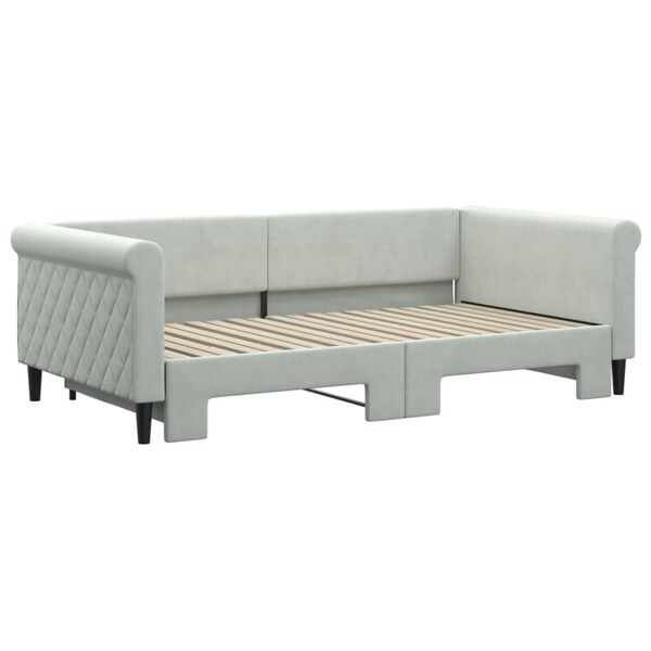 vidaXL Daybed with Trundle without Mattress Light Grey 100x190 cm