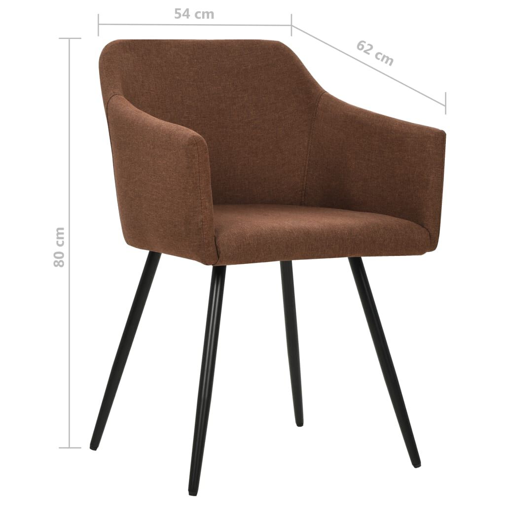 vidaXL Dining Chairs 2 pcs Brown Fabric