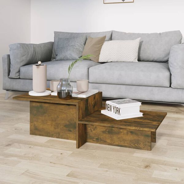 vidaXL Coffee Table Smoked Oak 111.5x50x33 cm Engineered Wood