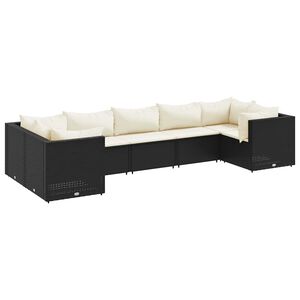 vidaXL 7 Piece Garden Lounge Set with Cushions Black Poly Rattan