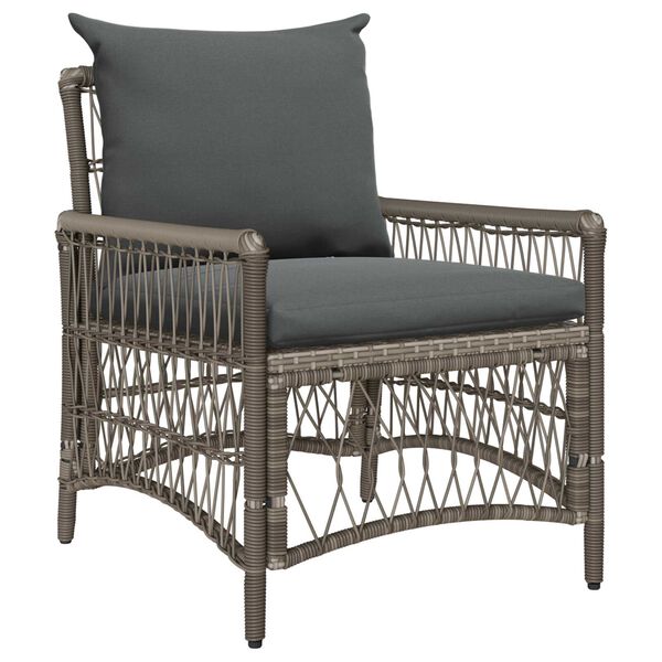 vidaXL Garden Chair with Cushions Grey Poly Rattan