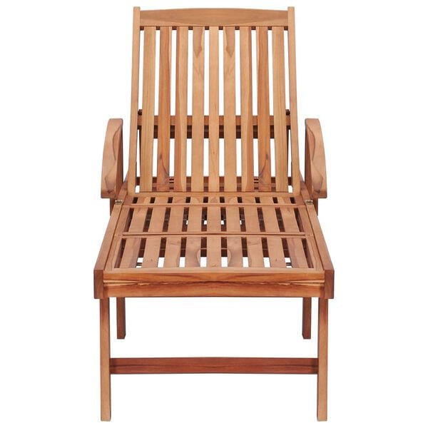 vidaXL Sun Lounger with Blue Cushion Solid Teak Wood