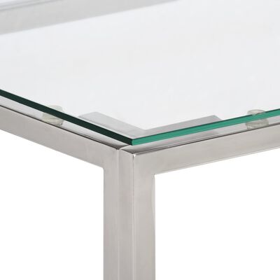 vidaXL Console Table Silver Stainless Steel and Tempered Glass