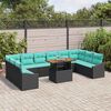 vidaXL Garden Dining Set with Cushion Manual 11 pcs Black and Teal