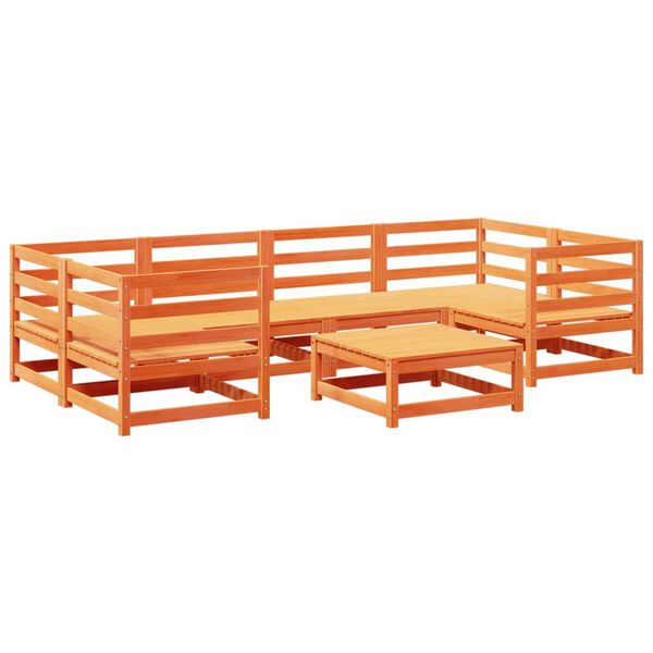 vidaXL 7 Piece Garden Sofa Set Wax Brown Solid Wood Pine