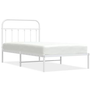 vidaXL Metal Bed Frame without Mattress with Headboard White 100x190cm