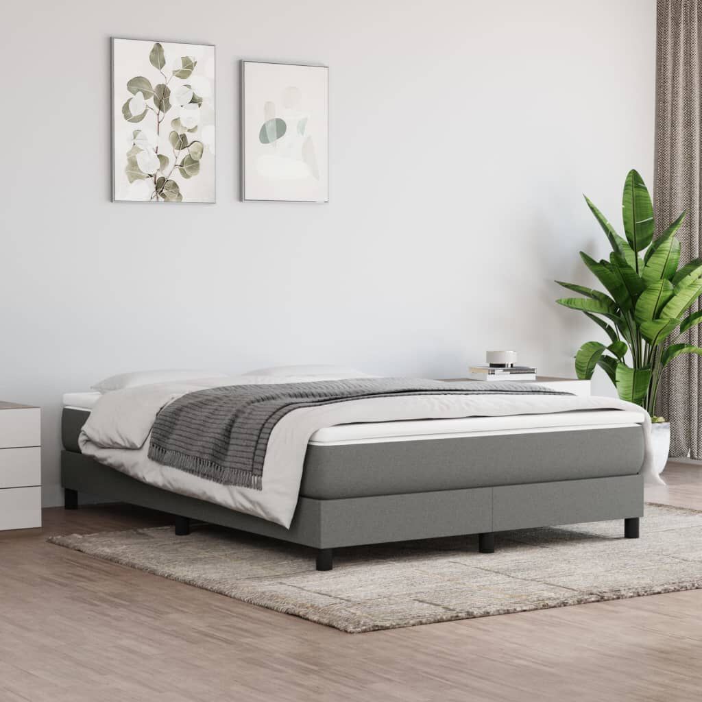 vidaXL Bed Frame without Mattress Dark Grey Double Fabric
