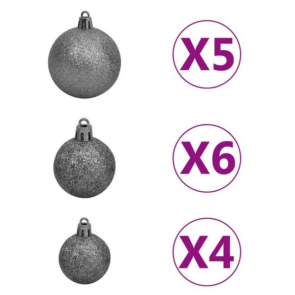 vidaXL Artificial Hinged Christmas Tree 150 LEDs & Ball Set 120 cm