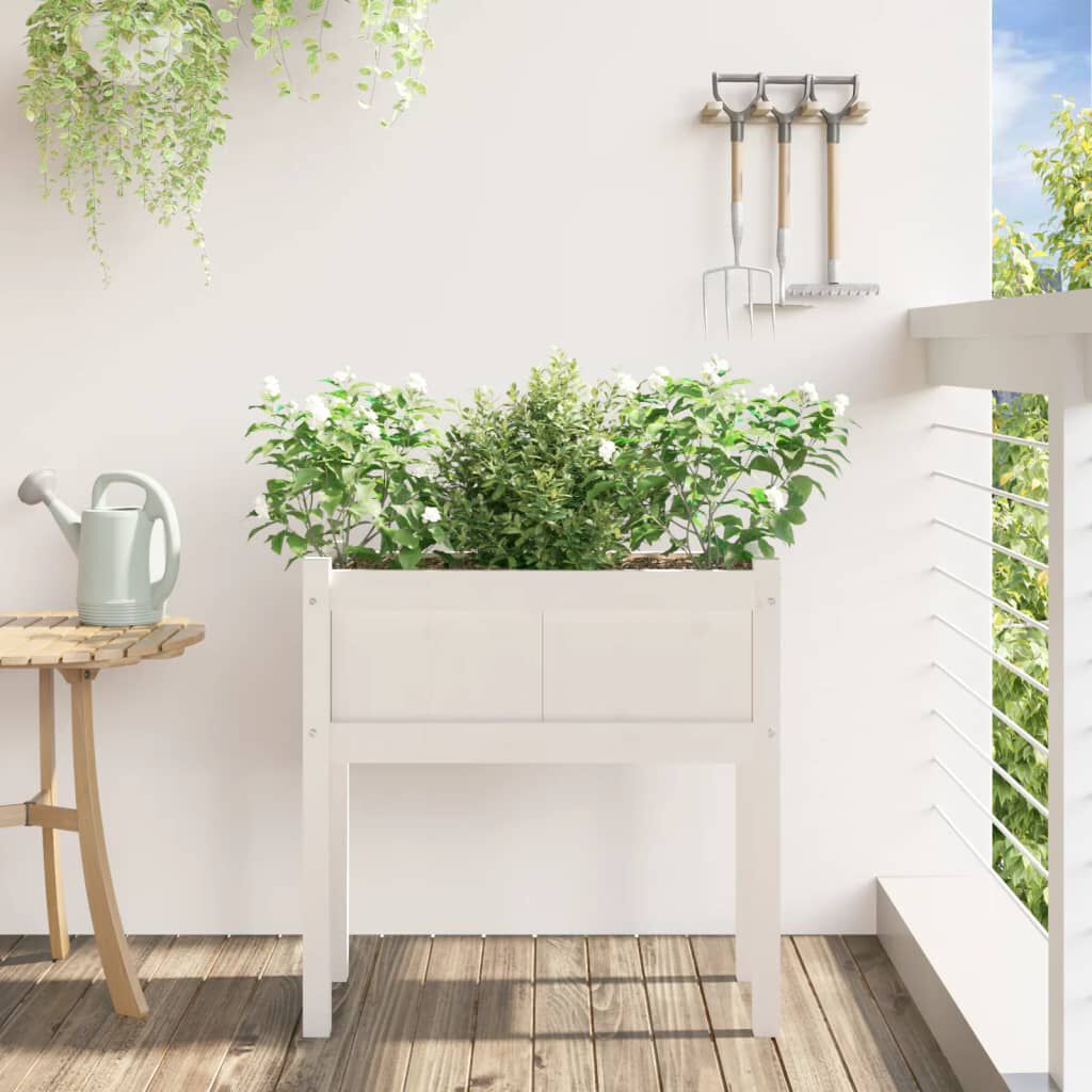 vidaXL Garden Planter with Legs White 70x31x70 cm Solid Wood Pine