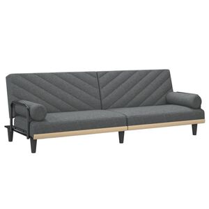 vidaXL Sofa Bed with Armrests Dark Grey Fabric