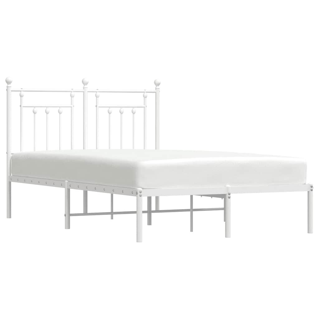 vidaXL Metal Bed Frame without Mattress with Headboard White 135x190cm