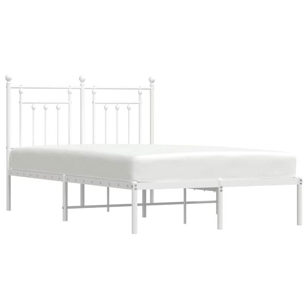 vidaXL Metal Bed Frame without Mattress with Headboard White 135x190cm