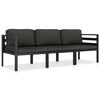 vidaXL 3 Piece Garden Lounge Set with Cushions Aluminium Anthracite