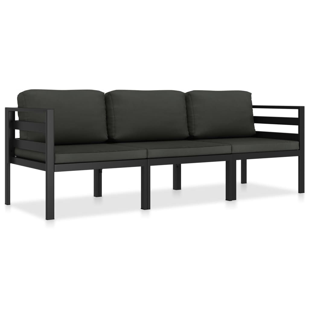 vidaXL 3 Piece Garden Lounge Set with Cushions Aluminium Anthracite