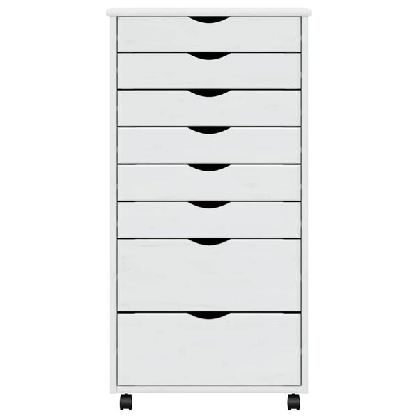 vidaXL Rolling Cabinet with Drawers MOSS White Solid Wood Pine