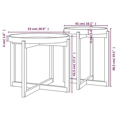 vidaXL Coffee Tables 2 pcs Grey Engineered Wood and Solid Wood Pine