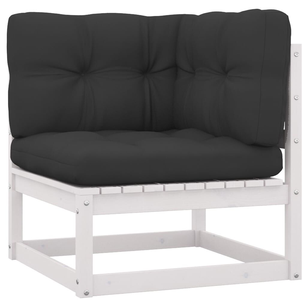 vidaXL 6 Piece Garden Lounge Set with Cushions White Solid Pinewood
