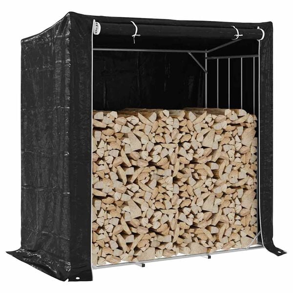 vidaxL Firewood Rack with Rain Cover 200x100x200 cm Galvanised Steel