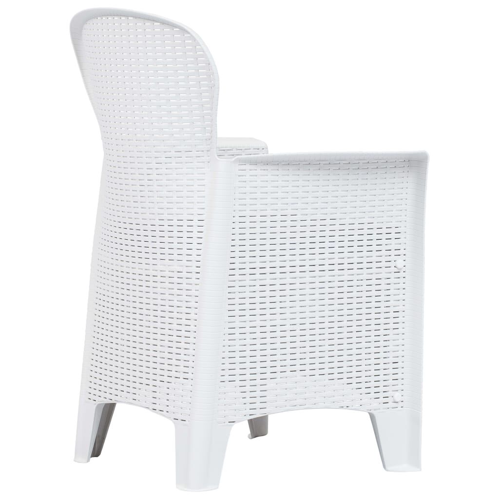 vidaXL 7 Piece Outdoor Dining Set Plastic White Rattan Look