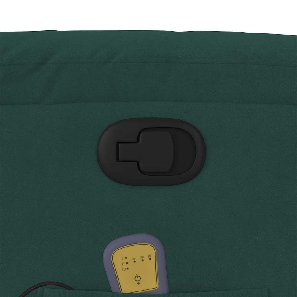 vidaXL Stand up Massage Recliner Chair Dark Green Velvet