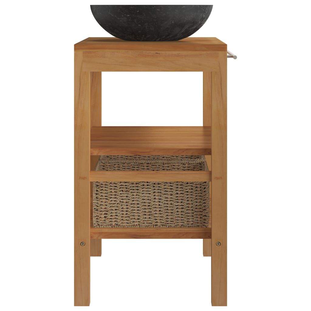 vidaXL Bathroom Vanity Cabinet Solid Teak with Sink Marble Black