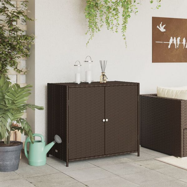 vidaXL Garden Storage Cabinet Brown 83x45x76 cm Poly Rattan