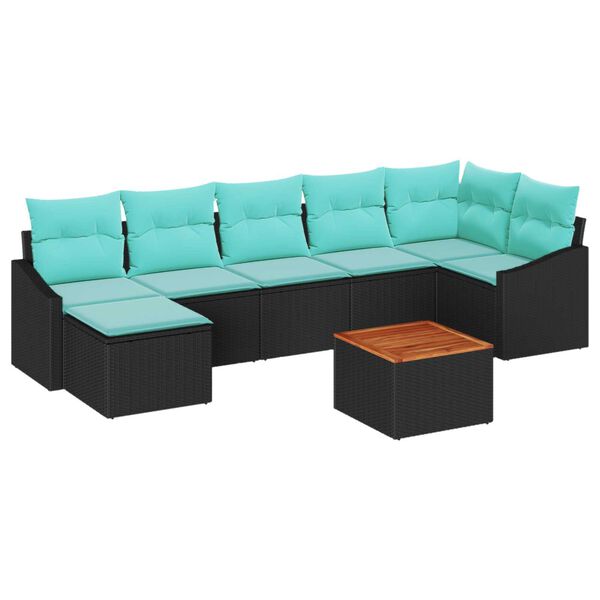 vidaXL Garden Sofa Set 8 pcs Black, turquoise
