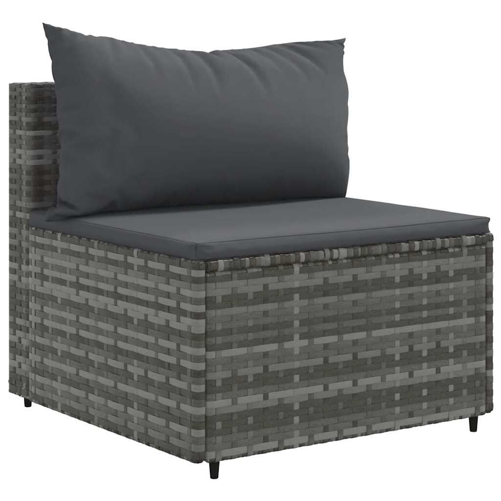vidaXL 6 Piece Garden Lounge Set with Cushions Grey Poly Rattan