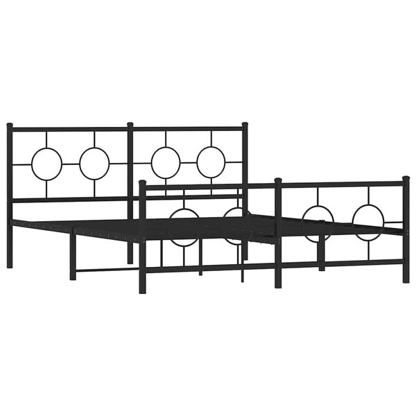 vidaXL Metal Bed Frame without Mattress with Footboard Black 150x200cm