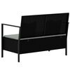 vidaXL 2-Seater Garden Bench with Cushions Black Poly Rattan