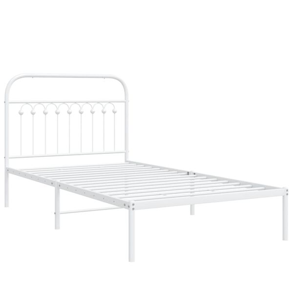 vidaXL Metal Bed Frame without Mattress with Headboard White 100x200cm