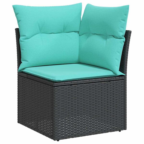 vidaXL 6 Piece Garden Sofa Set with Cushions Black Poly Rattan