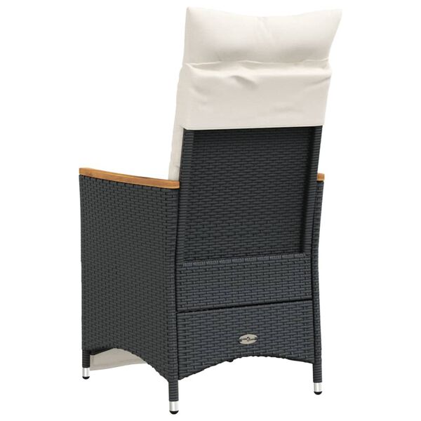 vidaXL Reclining Garden Chairs 2 pcs with Cushions Black Poly Rattan