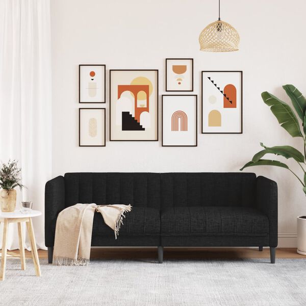 vidaXL Sofa 2-Seater Black Fabric