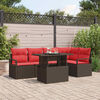 vidaXL Garden Sofa Set with Cushion 6 pcs Brown and Red Poly Rattan