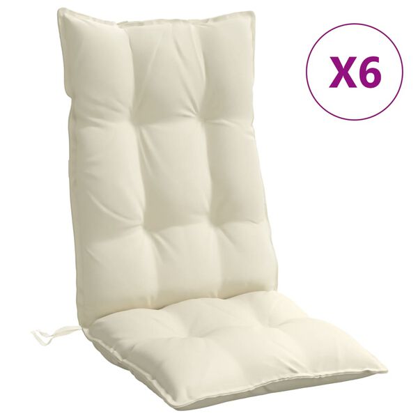 vidaXL Highback Chair Cushions 6 pcs Cream Oxford Fabric