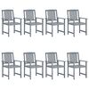 vidaXL Garden Chairs with Cushions 8 pcs Solid Acacia Wood Grey