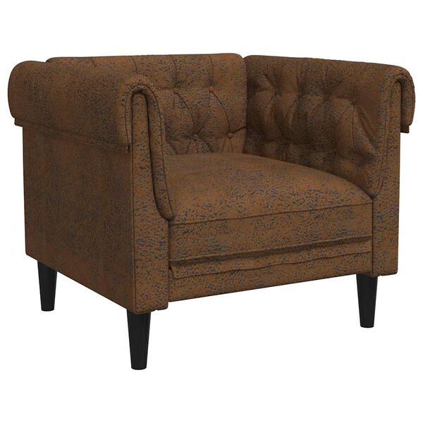 vidaXL Chesterfield Sofa Chair Brown Fabric