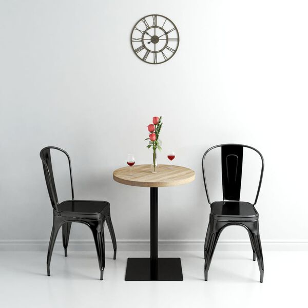 vidaXL Bistro Table MDF and Steel Round 60x75 cm Oak Colour