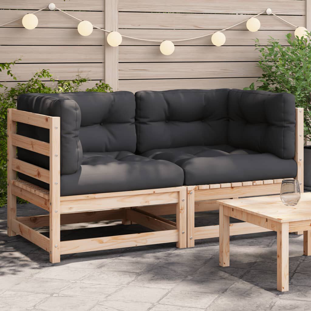 vidaXL Garden Sofas Corner with Cushions 2 pcs Solid Wood Pine